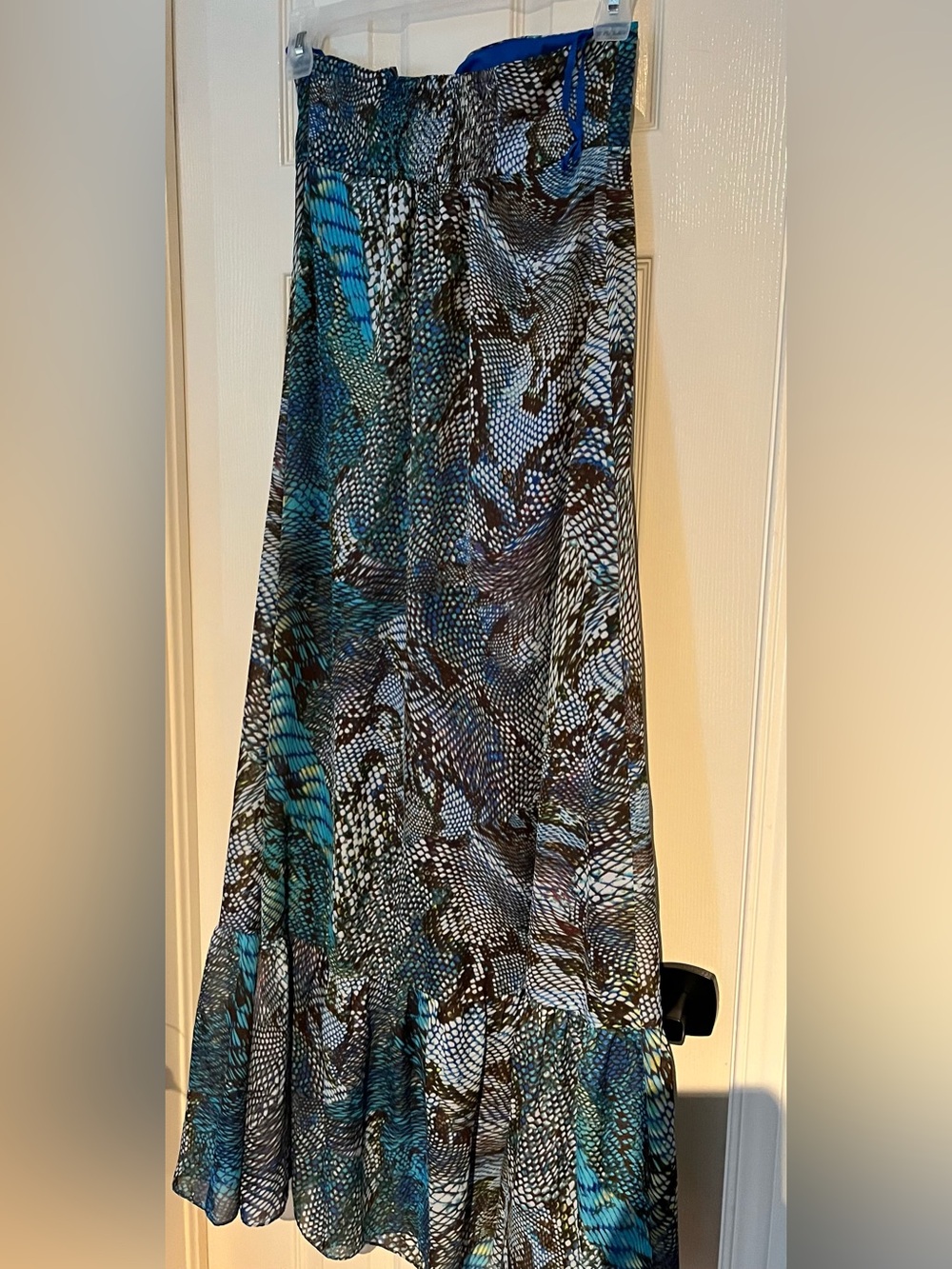 Blue Patterned Maxi Dress - Women's Flowing Dress
